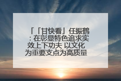 「甘快看」任振鹤：在彰显特色追求实效上下功夫 以文化为重要支点为高质量发展增添动能