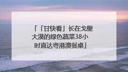 「甘快看」长在戈壁大漠的绿色蔬菜38小时直达粤港澳餐桌