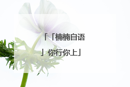 「楠楠自语」你行你上