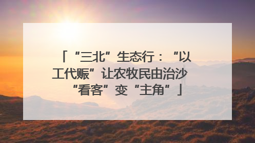 “三北”生态行：“以工代赈”让农牧民由治沙“看客”变“主角”