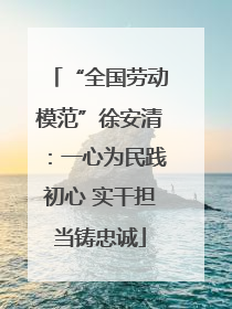 “全国劳动模范”徐安清：一心为民践初心 实干担当铸忠诚