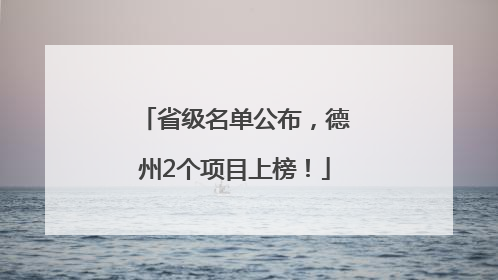 省级名单公布，德州2个项目上榜！