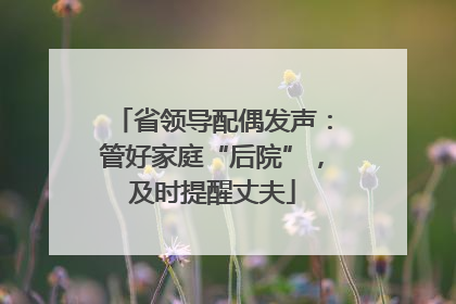 省领导配偶发声：管好家庭“后院”，及时提醒丈夫