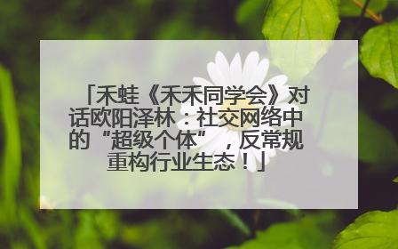 禾蛙《禾禾同学会》对话欧阳泽林：社交网络中的“超级个体”，反常规重构行业生态！