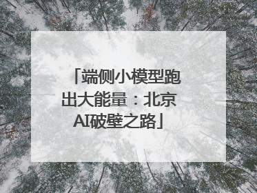 端侧小模型跑出大能量：北京AI破壁之路