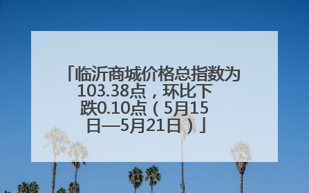 临沂商城价格总指数为103.38点，环比下跌0.10点（5月15日—5月21日）