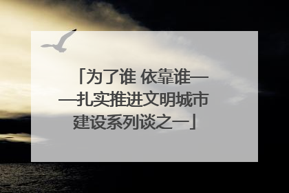 为了谁 依靠谁——扎实推进文明城市建设系列谈之一