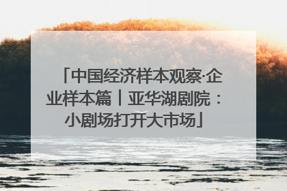 中国经济样本观察·企业样本篇︱亚华湖剧院：小剧场打开大市场