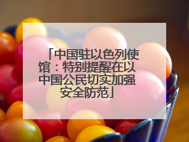 中国驻以色列使馆：特别提醒在以中国公民切实加强安全防范