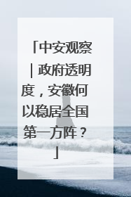 中安观察｜政府透明度，安徽何以稳居全国第一方阵？
