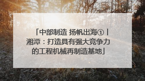中部制造 扬帆出海①丨湘潭：打造具有强大竞争力的工程机械再制造基地