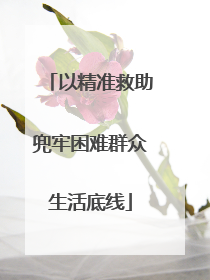 以精准救助兜牢困难群众生活底线