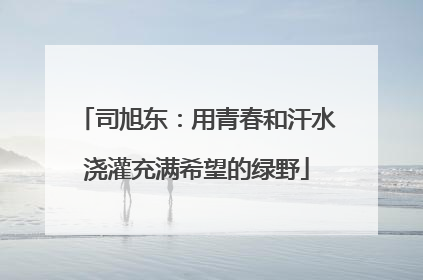 司旭东：用青春和汗水浇灌充满希望的绿野