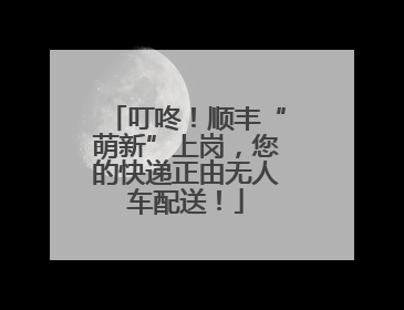叮咚！顺丰“萌新”上岗，您的快递正由无人车配送！