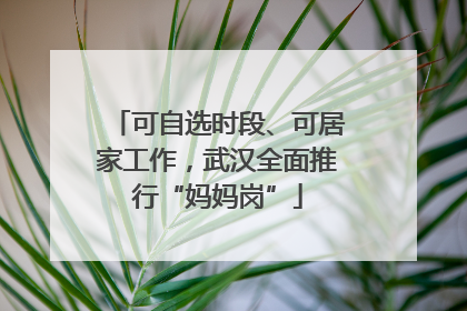可自选时段、可居家工作，武汉全面推行“妈妈岗”