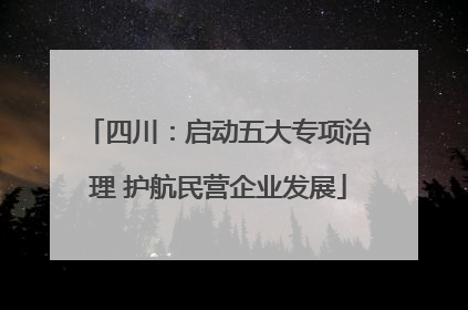 四川：启动五大专项治理 护航民营企业发展