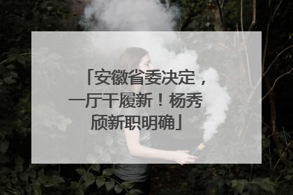 安徽省委决定，一厅干履新！杨秀颀新职明确