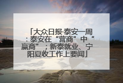 大众日报·泰安一周：泰安在“营商”中“赢商”；新泰就业、宁阳夏收工作上要闻