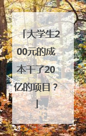 大学生200元的成本干了20亿的项目？