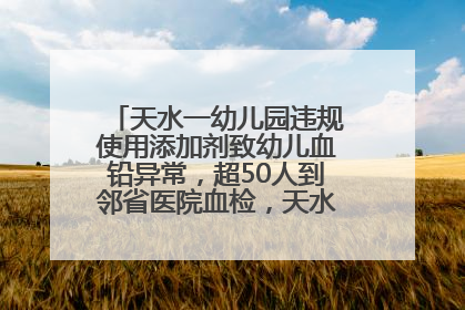 天水一幼儿园违规使用添加剂致幼儿血铅异常，超50人到邻省医院血检，天水派专员到西安协助