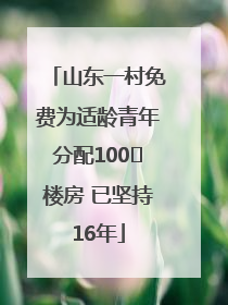 山东一村免费为适龄青年分配100㎡楼房 已坚持16年
