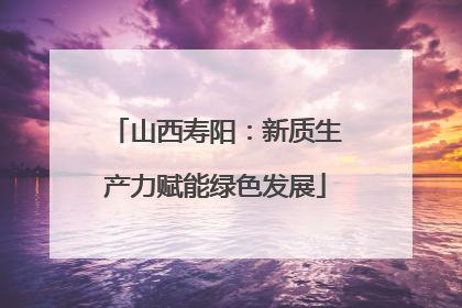 山西寿阳：新质生产力赋能绿色发展