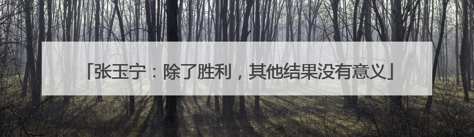 张玉宁：除了胜利，其他结果没有意义