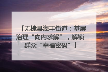无棣县海丰街道：基层治理“向内求解”，解锁群众“幸福密码”