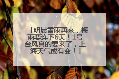 明晨雷雨再来，梅雨要连下6天！1号台风真的要来了，上海天气或有变！