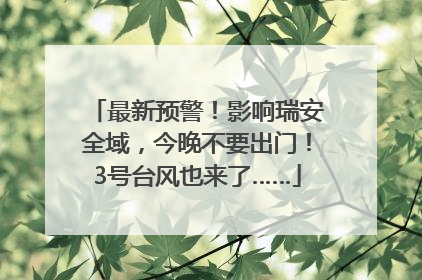 最新预警！影响瑞安全域，今晚不要出门！3号台风也来了……