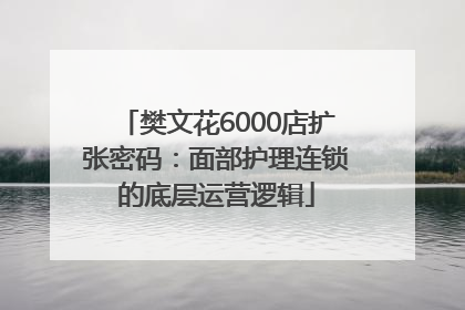 樊文花6000店扩张密码：面部护理连锁的底层运营逻辑