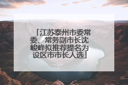 江苏泰州市委常委、常务副市长沈峻峰拟推荐提名为设区市市长人选