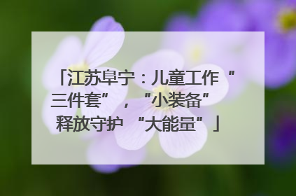 江苏阜宁：儿童工作“三件套”，“小装备” 释放守护 “大能量”