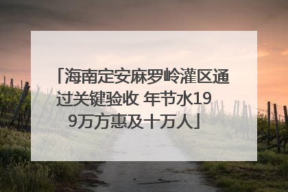 海南定安麻罗岭灌区通过关键验收 年节水199万方惠及十万人