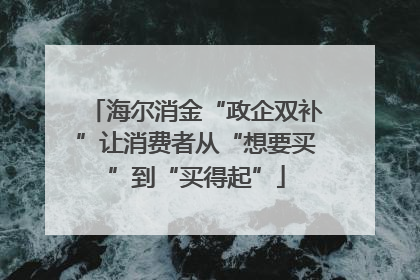 海尔消金“政企双补”让消费者从“想要买”到“买得起”