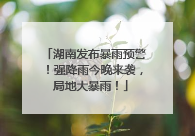 湖南发布暴雨预警！强降雨今晚来袭，局地大暴雨！