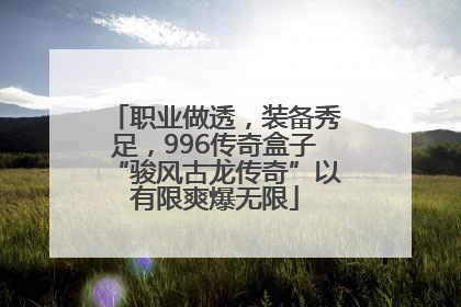 职业做透，装备秀足，996传奇盒子“骏风古龙传奇”以有限爽爆无限