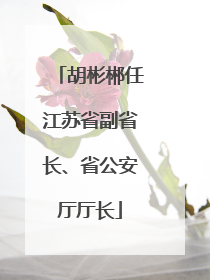 胡彬郴任江苏省副省长、省公安厅厅长