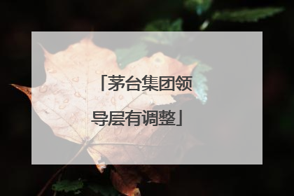 茅台集团领导层有调整