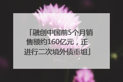 融创中国前5个月销售额约160亿元，正进行二次境外债重组
