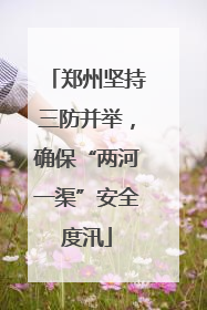 郑州坚持三防并举，确保“两河一渠”安全度汛