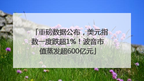 重磅数据公布，美元指数一度跌超1%！波音市值蒸发超600亿元