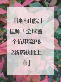 钟南山院士挂帅！全球首个抗甲流PB2新药获批上市
