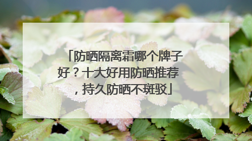 防晒隔离霜哪个牌子好？十大好用防晒推荐，持久防晒不斑驳