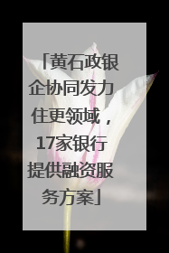 黄石政银企协同发力住更领域，17家银行提供融资服务方案