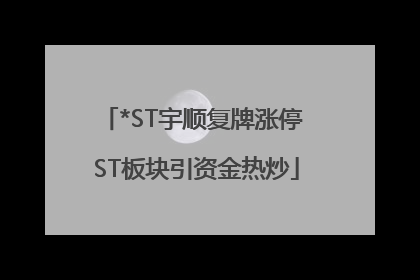 *ST宇顺复牌涨停 ST板块引资金热炒