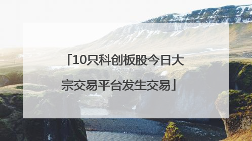 10只科创板股今日大宗交易平台发生交易